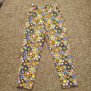 Lazy Oaf All The Flowers Peggy Pants Floral Tapered Pleated Size UK 8 US 4 NWT